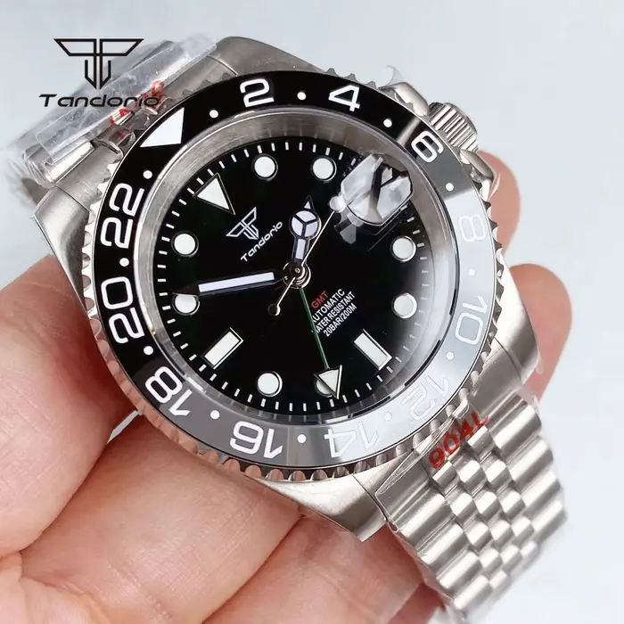Tandorio Gstuff-Montre Mécanique existent pour Homme, Montre-Bracelet de Plongée Shoous, Lunette Sap