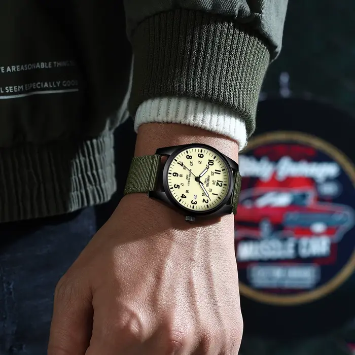NIBOSI hommes montres aiguilles lumineuses horloge de luxe militaire sport calendrier Quartz montre-bracelet