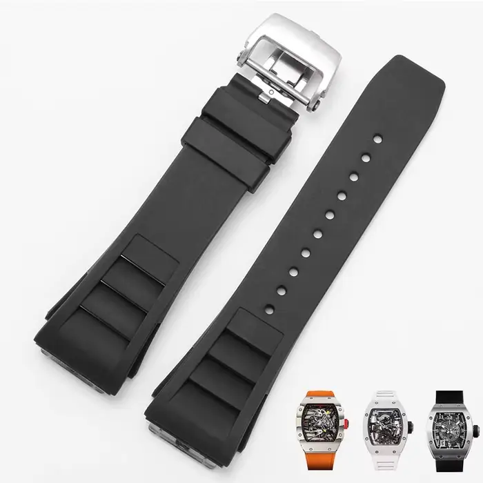 Bracelet de montre en caoutchouc de silicone étanche pour homme, bracelet de montre confortable, log