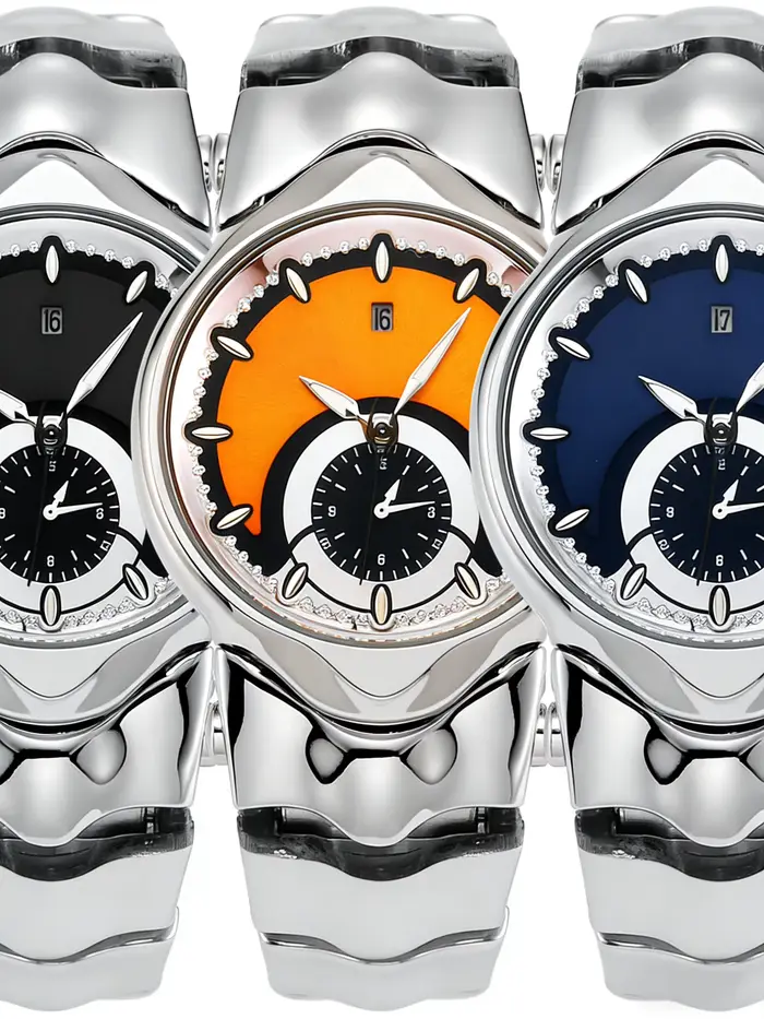 Montre pour homme à cadran bicolore avec bracelet unique en acier inoxydable rétro et haut de gamme