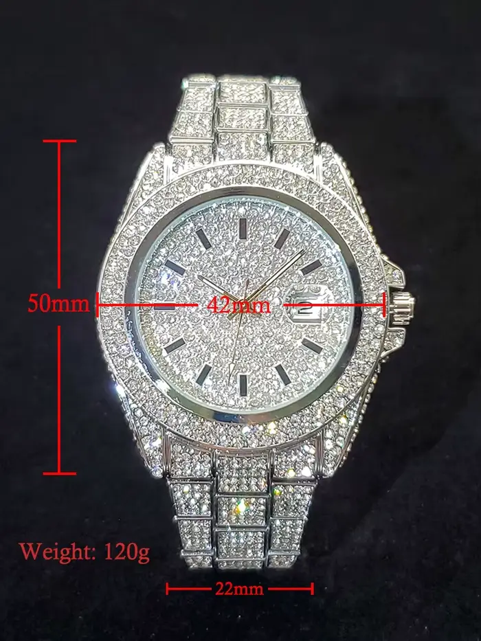 Montre à Quartz pour Hommes Luxe avec Calendrier Complet, Luminosité des Aiguilles, Fermoir Caché à Bouton-Poussoir Occasions Spéciales