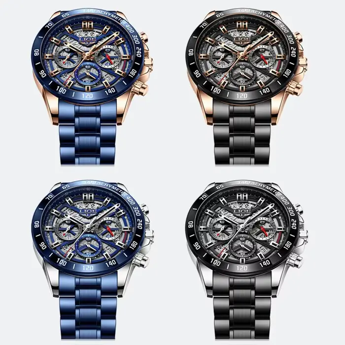 LIGE-Montre-bracelet à quartz étanche pour homme, chronographe de sport, creux, marque supérieure, luxe, nouveau, 2024