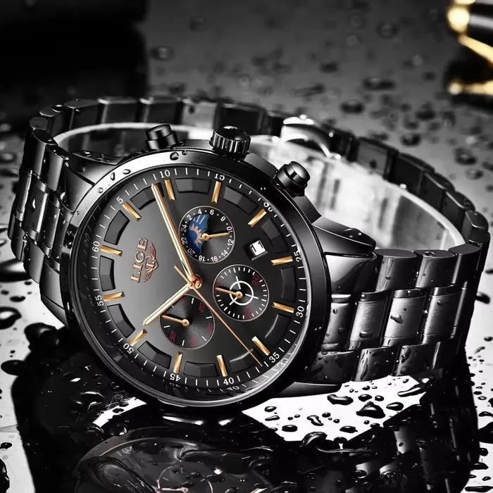 LIGE montres d'affaires hommes Top marque de luxe montre-bracelet à Quartz 3Bar étanche chronographe montre lumineuse pour Gentleman cadeau + boîte