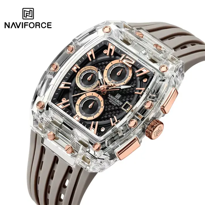 NAVIFORCE 7105 mode chronographe multi fonctionnel montre à Quartz Sport 5ATM étanche Silicone