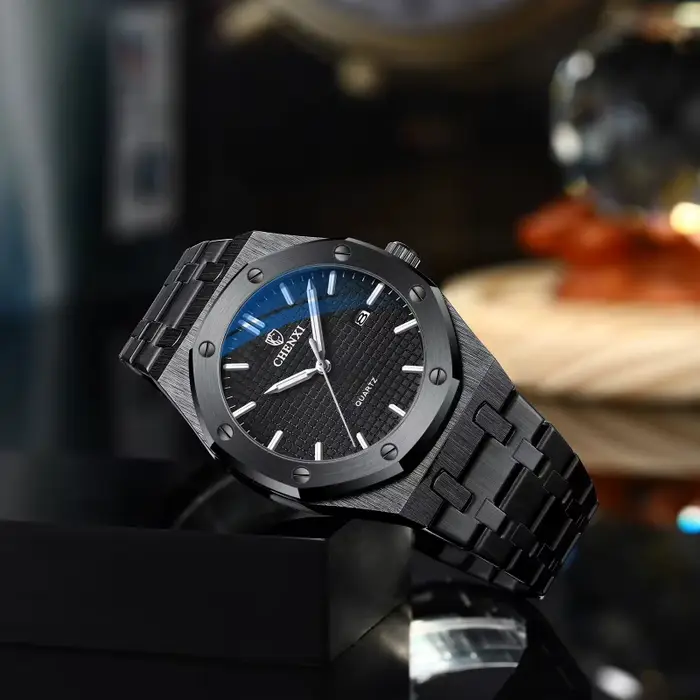 CHENXI 8248 chronographe Date affaires étanche montre pour hommes en acier inoxydable lumineux mode libre tendance étanche montre-bracelet