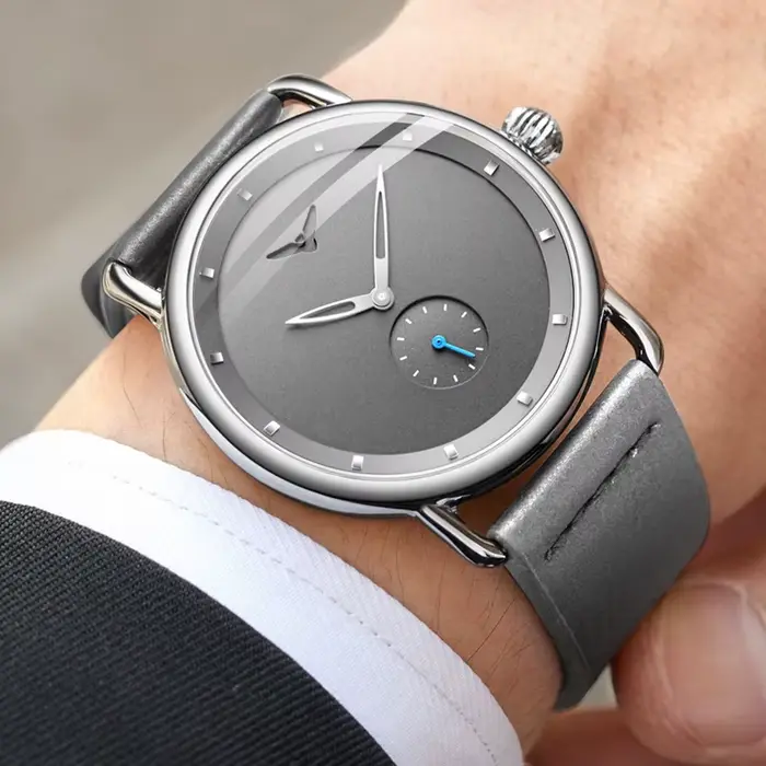 Montre décontractée hommes marque ONOLA montre-bracelet à quartz simple étanche en cuir homme