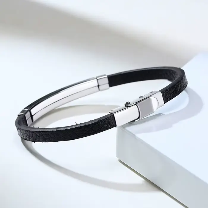 Bracelet d'identification de gravure Simple pour hommes