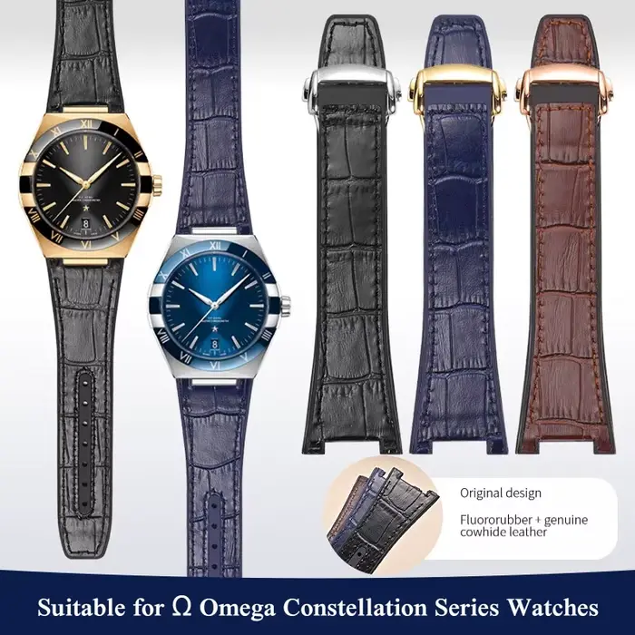 Bracelet de montre en cuir de vache véritable + FKM