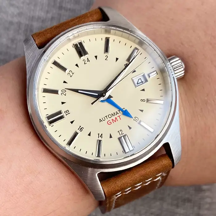 Tandorio Diver montre pilote en titane élégance NH34AA GMT
