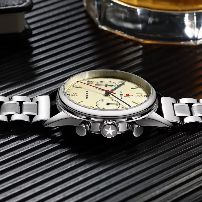 Montre SEAKOSS Chronographe 1963 Mécanique Manuelle Acier Inoxydable Pour Homme Occasions Spéciales Résistante à l'Eau