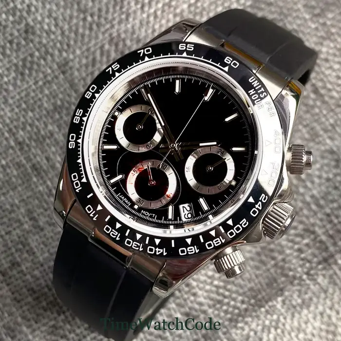 Tandorio-Chronomètre pour Homme, Mouvement Quartz VK63, Cadran Gris, Clip Saphir, Chronographe Compl