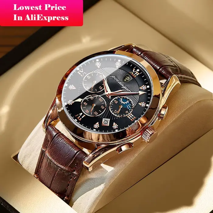 POEDAGAR hommes montre nouvelle marque de luxe étanche lumineux Sport montre-bracelet Quartz militaire en cuir véritable Relogio Masculino