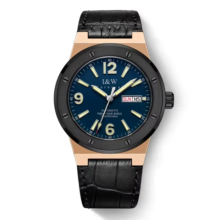 IW argent bleu hommes montres 5Bar étanche lumineux mode montre automatique hommes mécanique montre-