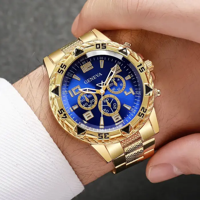 Montre d'affaires pour hommes : verre clair bleu