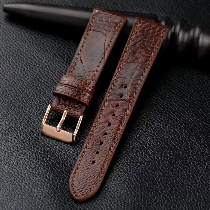 Bracelet de montre en cuir d'autruche fait à la main pour homme et femme occasions spéciales vintage