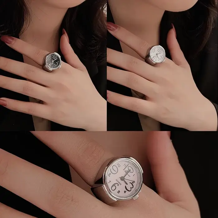 Mini montre Vintage avec bague ronde et créative