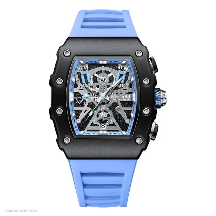 MEGIR – montre-bracelet analogique à Quartz pour hommes, étanche, cadran Tonneau lumineux, chronogra
