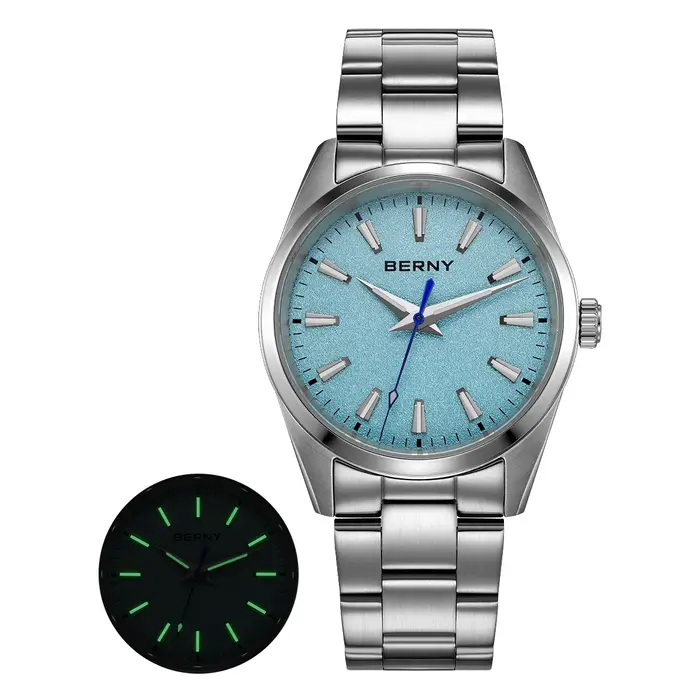 BERNY montres pour hommes lumineux AR saphir classique robe affaires Quartz montre