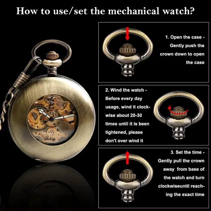 Montre de poche à remontage automatique en cuivre