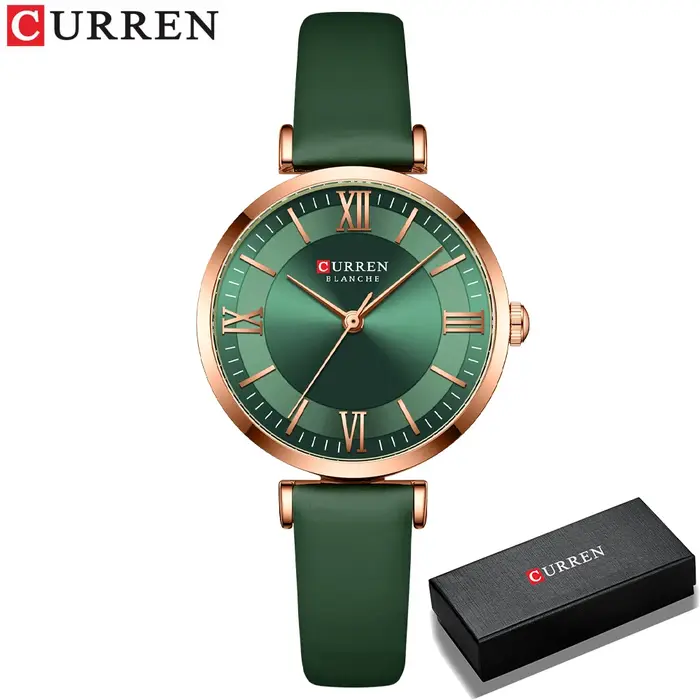 Nouvelles montres CURREN montres-bracelets en cuir à Quartz pour femmes horloge classique à la mode avec boîte