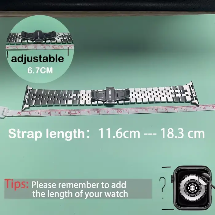 Bracelet en acier inoxydable pour Apple Watch unisexe avec fermoir papillon pour femmes et hommes pour occasions spéciales