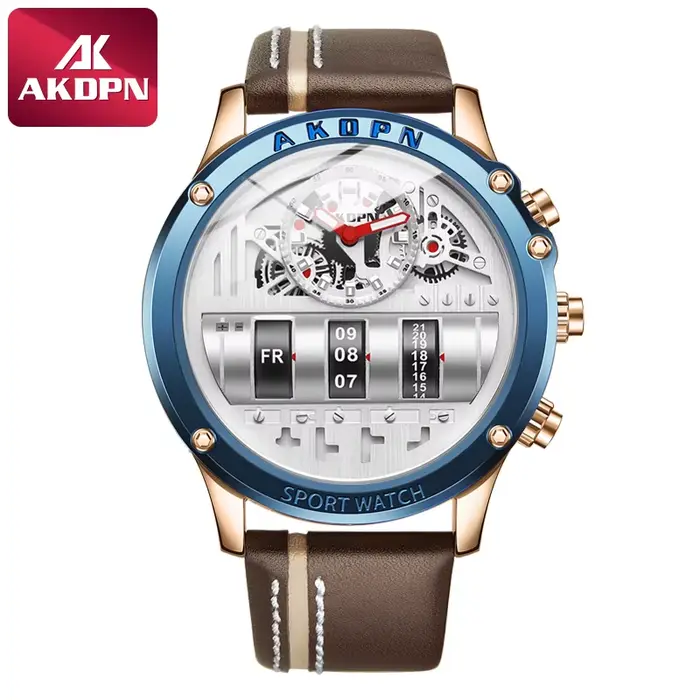 AKDPN montres pour hommes électronique montres à Quartz de luxe pour homme en cuir étanche numérique