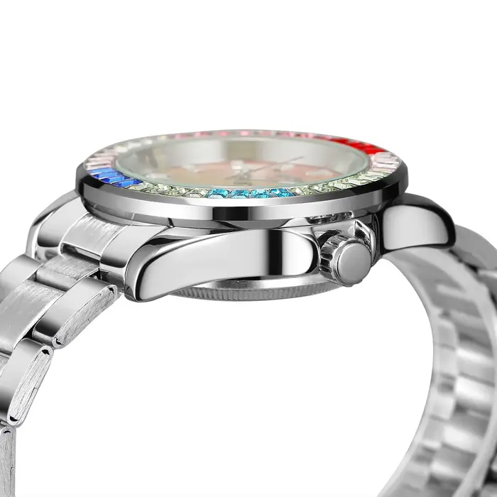 Montres mécaniques T-WINNER diamants colorés automatiques pour hommes luxe étanches pour occasions spéciales