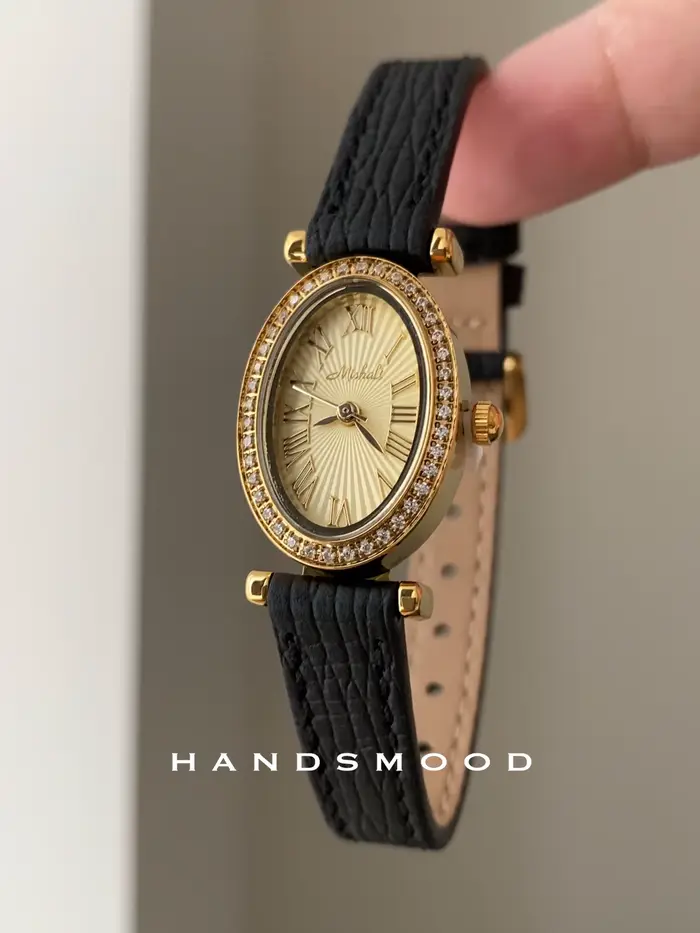 Montre en or noir haut de gamme ovale mode luxe design exquis haute qualité