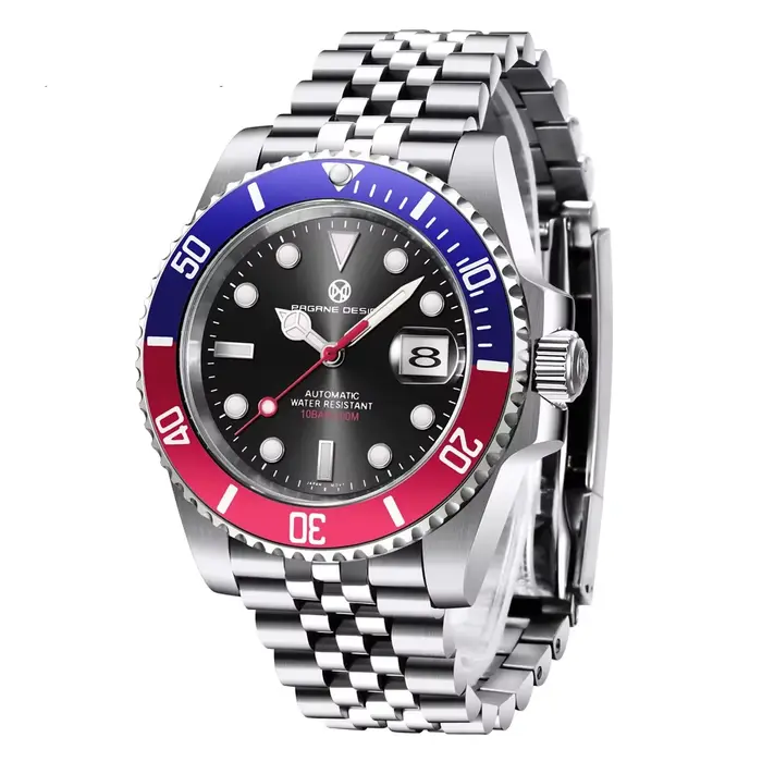 PAGRNE DESIGN NH35 montre mécanique automatique 41mm saphir cristal acier inoxydable étanche 10Bar m