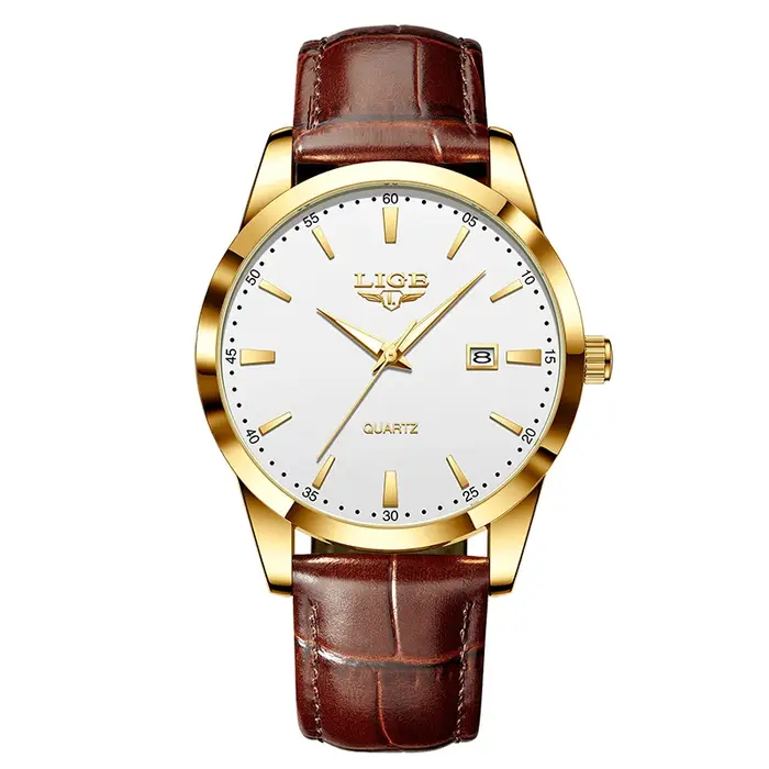 LIGE montres pour hommes de luxe de haute qualité montre en cuir de mode