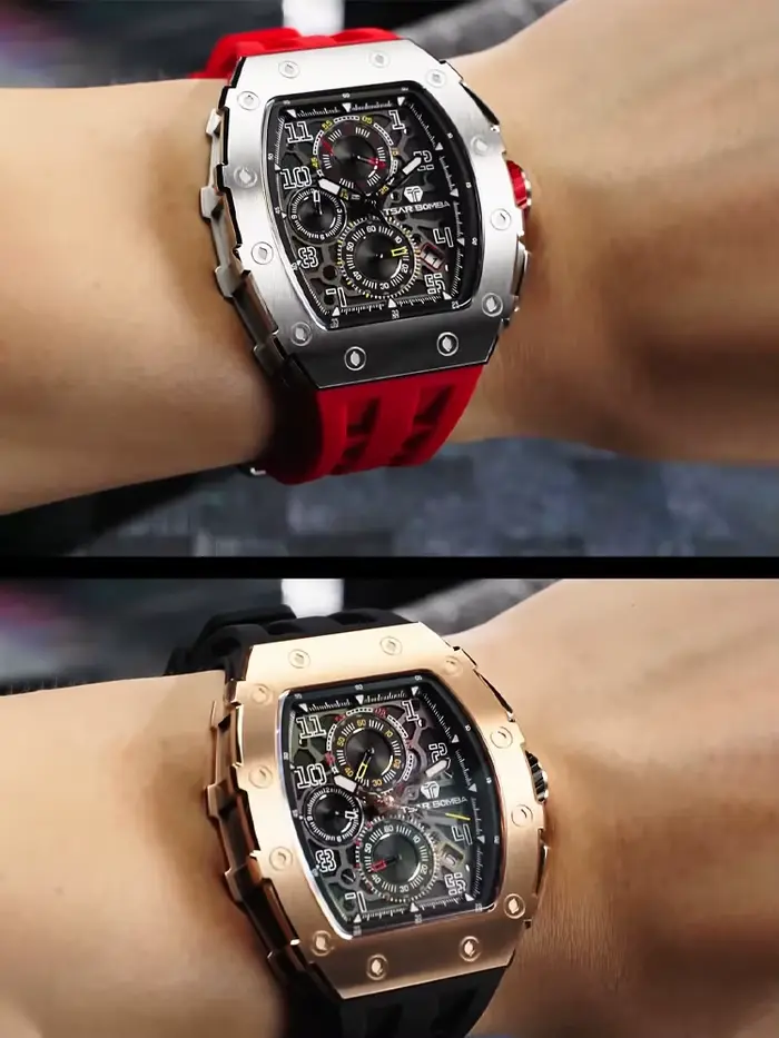 Montre TSAR BOMBA TB8204 Luxe Chronographe Stylish Hommes Occasions Spéciales Quartz Résistante à l'Eau