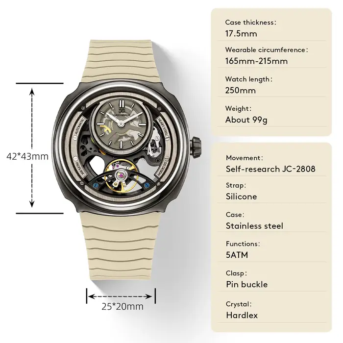 Montre automatique pour homme de haute qualité DANIEL GORMAN avec bracelet en silicone sport élégant