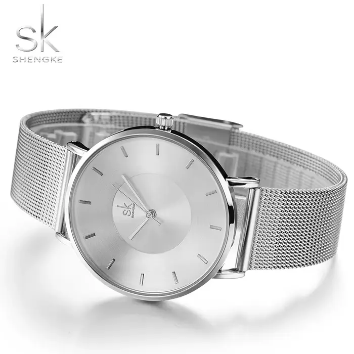 Shengke-Montre à quartz noire pour femmes