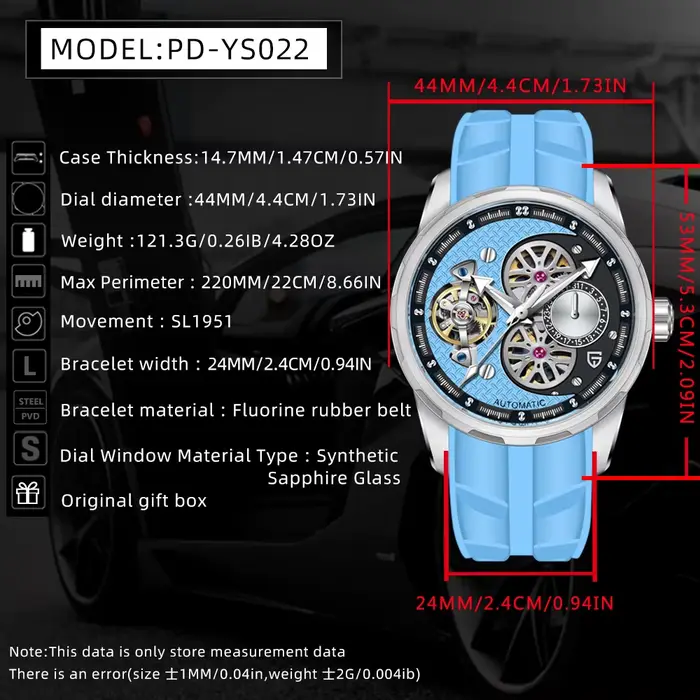 Montre squelette automatique Pagani Design pour homme
