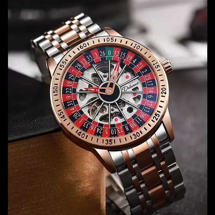 DULUNWE nouveau mouvement automatique montres mécaniques chiffres arabes cadran rotatif Roulette