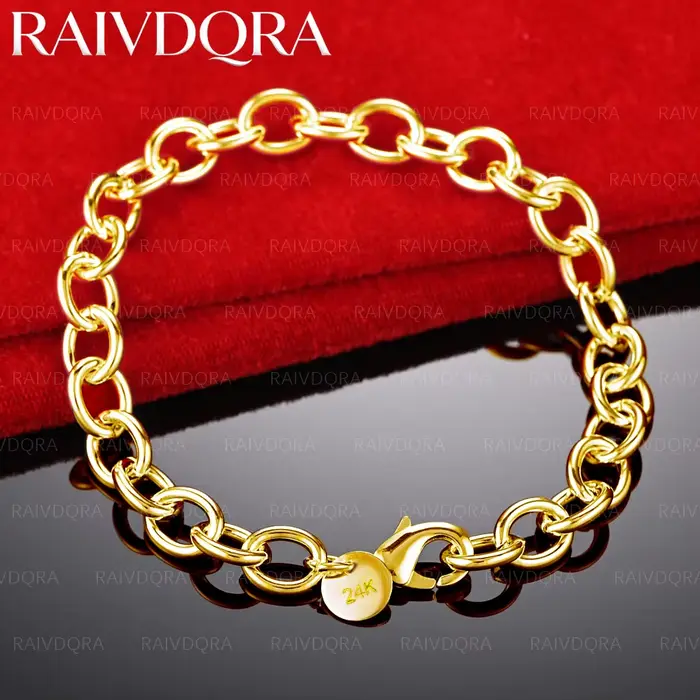 Bracelet chaîne plaqué or 18 carats pour hommes et femmes, bijoux à la mode, classique, simple, élég