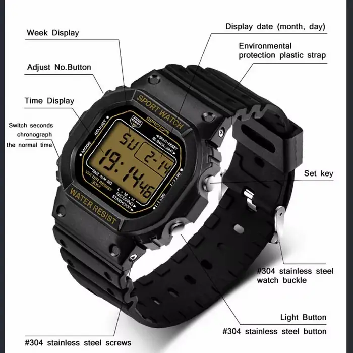 SANDA G Style LED montre numérique unisexe antichoc étanche montres de sport garçon fille chronomètr