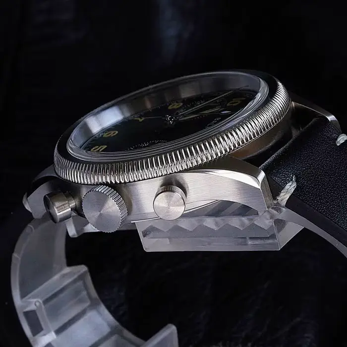 Baltany chronographe militaire homme S5054 montre à Quartz de Style rétro bracelet en cuir verre saphir 5ATM