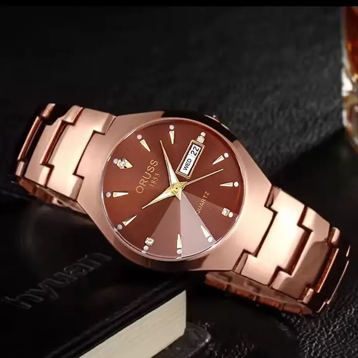 Montre-bracelet à quartz étanche en acier inoxydable pour homme