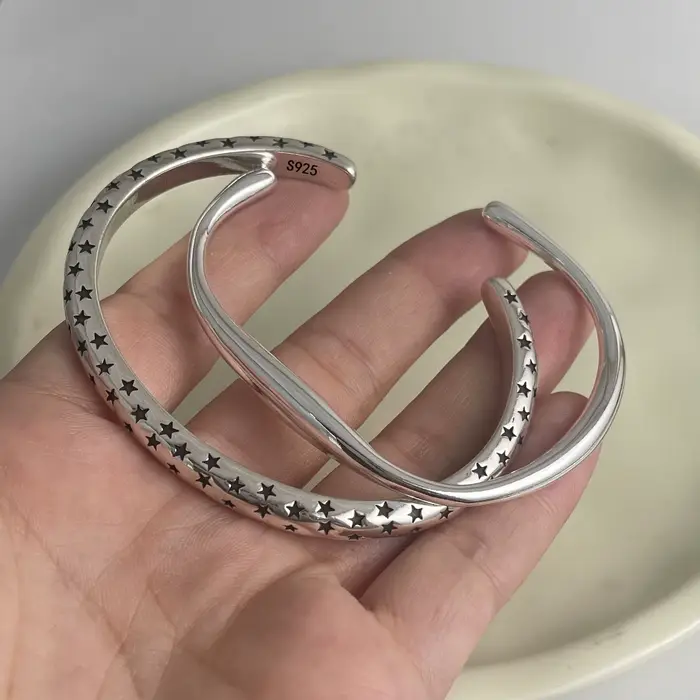 Bracelet rétro en argent Sterling 925 fait à la main pour femmes et hommes occasions spéciales cadeau anniversaire fiançailles mariage