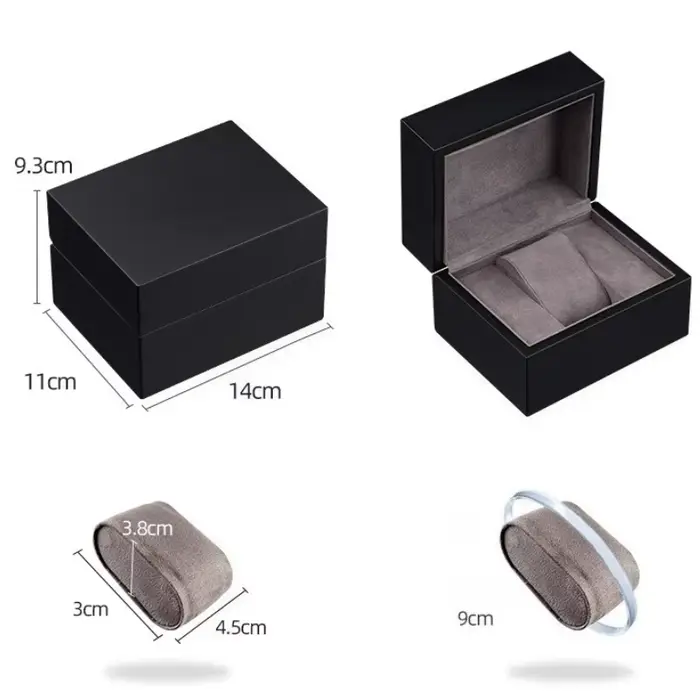 Boîte à montre en bois noir mat de luxe pour homme et femme