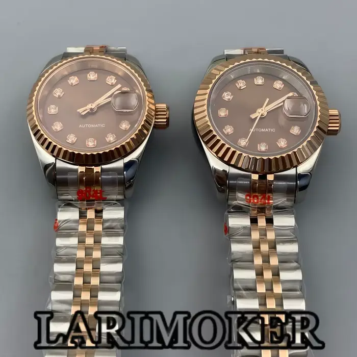 Montre mécanique automatique BLIGER pour femme, cadran marron, mouvement NH05, bracelet acier inoxydable, résistance à l'eau 10 barres, pour occasions spéciales et tous les jours