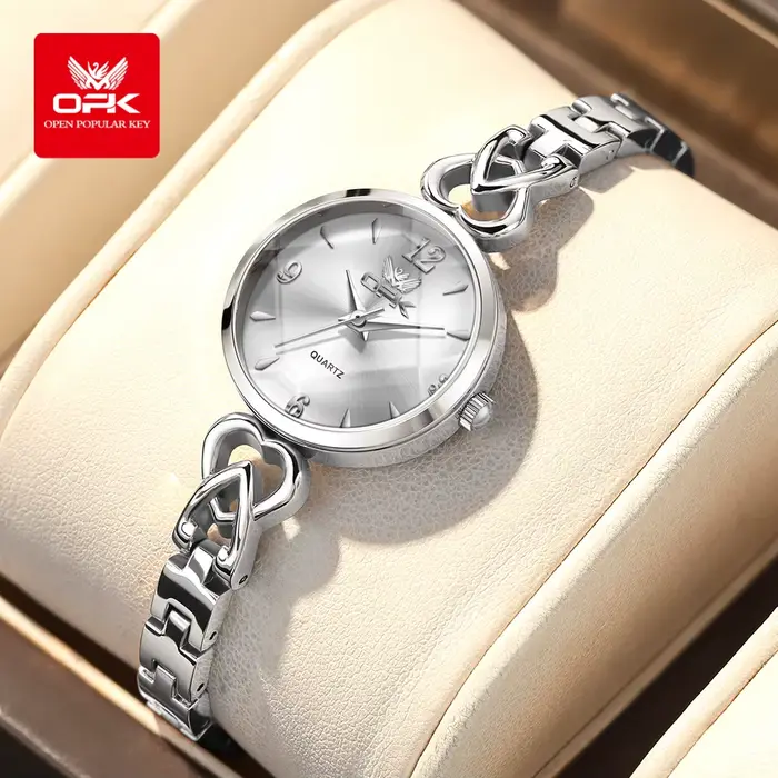 OPK 6064 Montre à quartz originale pour femme, bracelet en zircon, étanche 30m, luxe léger, petit ca