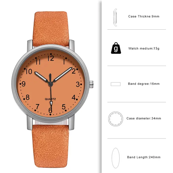 Montre Vintage pour femmes bracelet en cuir montre-bracelet montres à Quartz
