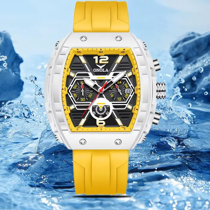 ONOLA luxe hommes montre à Quartz mode Silicone lumineux étanche