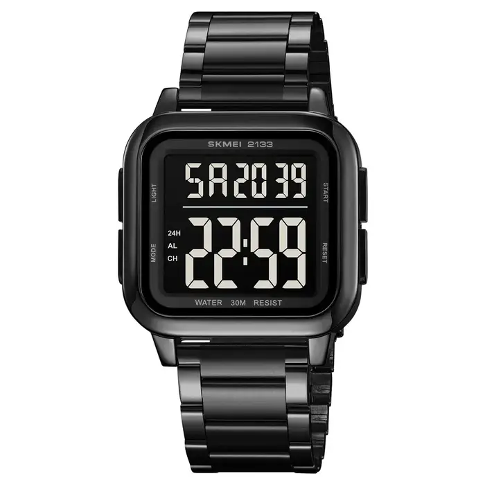 SKMEI 2133 montres numériques mâle alarme Reloj Hombre luxe en acier inoxydable lumière Sport montre de mode hommes 3Bar étanche