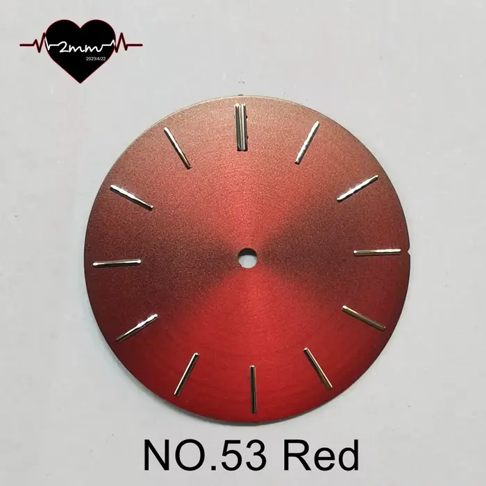 Cadran de montre vierge 32 mm, finition soleil, couleurs rouge, bleu, noir, argent, violet, or, pour