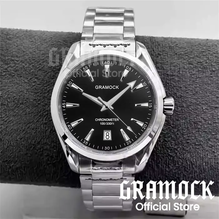 Montre mécanique automatique GRAMOCK avec cadran dégradé lumineux et bracelet en acier pour homme occasions spéciales et plongée
