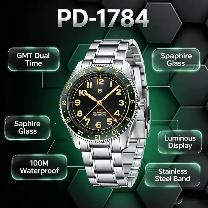 PAGANI DESIGN 2026 NOUVEAU Top GMT Montres automatiques mécaniques pour hommes Perle DG5833 Étanche Lumineux Verre saphir reloj hombre