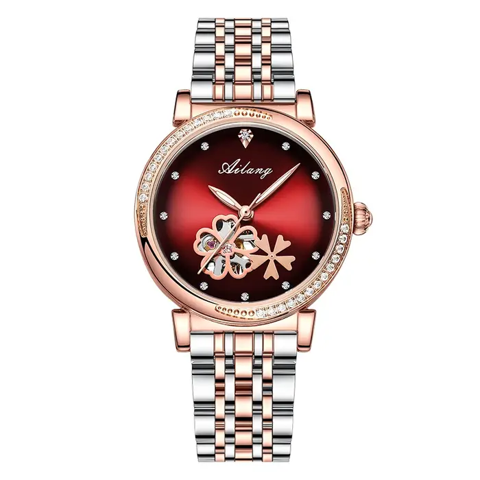Montre-bracelet en cuir automatique pour femme